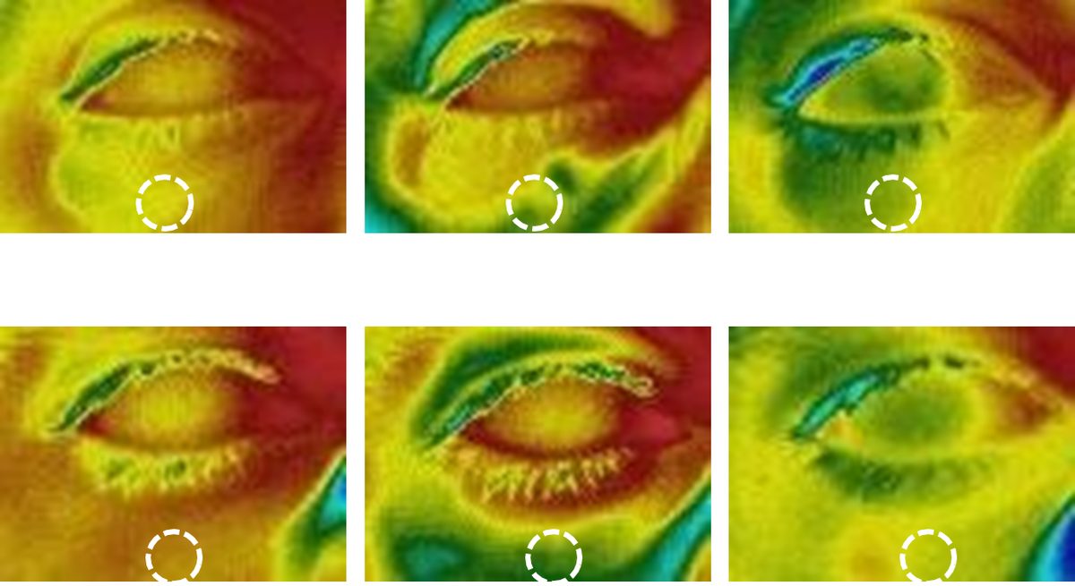 Thermal images of the eye area showing cooler skin after application