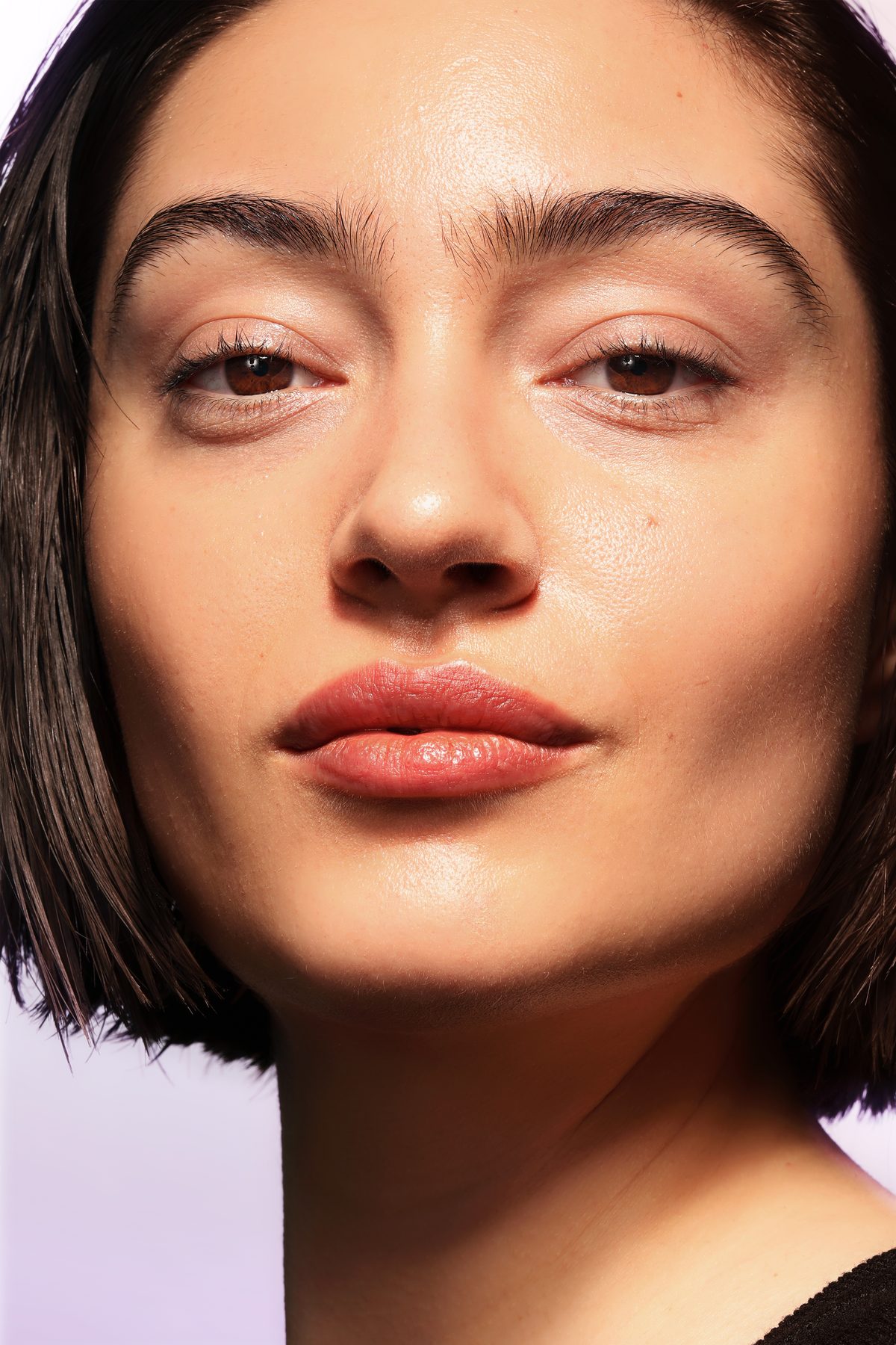 Portrait of a woman with soft, hydrated lips