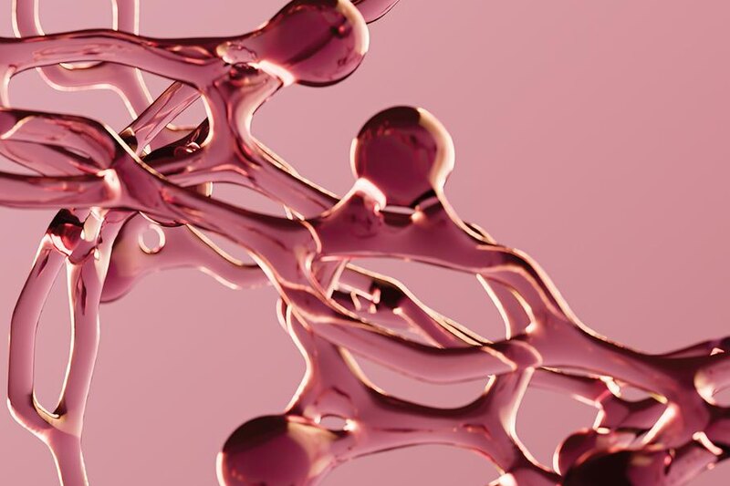 Close-up of linked peptide-like molecules